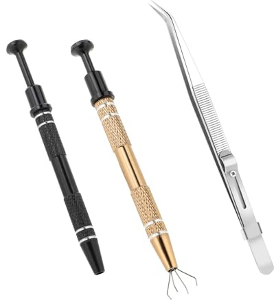 Molain Set di 3 pinzette per piercing a sfera, per piercing a sfera, in acciaio inox, con 4 artigli, pietre preziose, tombber per gioielli, perline, tombber angolato per pietra diamante