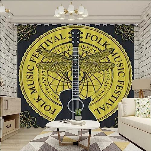 Verdunkelungsvorhänge Kräuselband Gelbe Kreative Gitarre 2 X 150 X 280 Cm Set Kindergardinen Mädchen Verdunkelungsvorhänge Mit Ösen Blickdichter Kinderzimmer Schlafzimmer Vorhang -2U2B6C0R7Q1K7R8Q5S4T