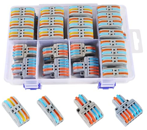 Dealikee 65PCS Compact Wire Conductor Connector, Verbindungsklemme für 0.08~4mm² Draht, Kompakt Steckklemmen, Draht Push Kabelverbinder, Schnellverdrahtung Elektrische Steckverbinder