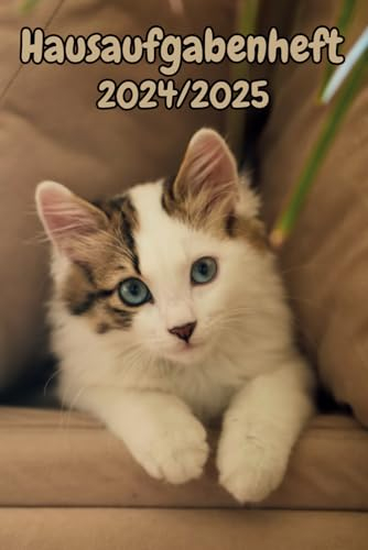 Hausaufgabenheft 2024/2025 katze: Schülerkalender und Wochenplaner Mit Raum Für Notizen Mit Stundenplänen und Datum August 2024 - Juli 2025 , DIN A5 , Ideal für Mädchen, Jungen und Teenager