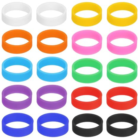 sourcing map 50Pcs Silicone Rubber Bands, 20x7mm Rubber Bands Rings Cable Ties Strong Elastic Bands for Cord Wrapping Bag Wraps, Red/Orange/Yellow/Green/Dark Blue/Blue/Purple/Black/White/Pink