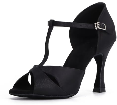 Syrads Chaussures de Danse Femmes Latin Salsa Performance - Professionnelles Noir 9cm Heel - 37 EU