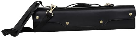 Hoement Tragbare Flötenledertasche mit Griff für Außeneinsätze Schwarze Flötentasche aus Synthetikleder und Vliesstoff Modischer Schutz für 16-17 Loch Flöten