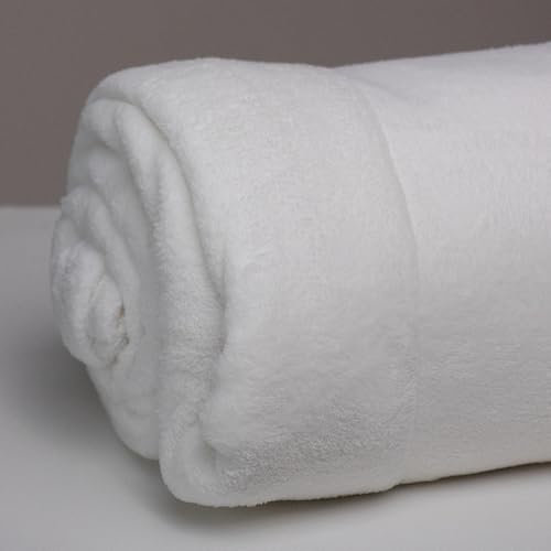 LARA MORADA - Plaid Letto Singolo, Morbidissimo Pile Coral, Misura 130x160 cm, 340 gsm, Coperta Pelosa Extra Calda, Zurigo Panna