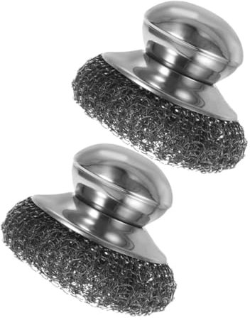 MAGICLULU 2 Stück-pack Küchenbürste Edelstahl Spülbürste Mit Langem Griff Für Töpfe Pfannen Reinigung Stahlwolle Scheuerbürste Langlebig Kompakt