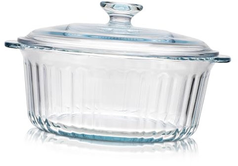 TOPBATHY Glasbackform Auflaufform Mit Deckel Glas Rund Zum Backen Und Kochen Backgeschirr Aus Borosilikatglas Für Ofen Mit Transparentem Deckel