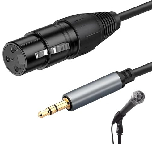 Greacesrio Cable XLR Jack 3.5mm de 1.5 metros, Cable de micrófono XLR hembra a 3.5mm mini jack para videocámaras, cámaras réflex digitales, dispositivo de grabación de ordenador, etc