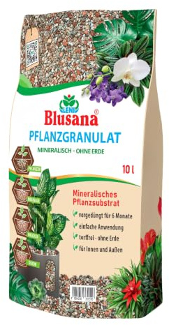 Blusana Mineralisches Pflanzsubstrat für Pflanzen | 6 Monate vorgedüngt | 10 Liter Bims Lava-Stein Zeolith Ton Mix | Granulat fein-mittel Körnung 2-5 mm | pH neutral Hydrokultur Drainage & Dekoration