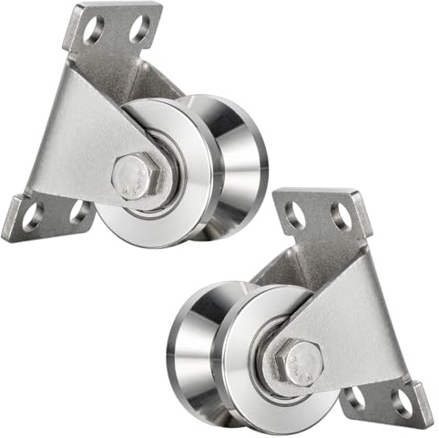 KCNOFNC Umlenkrolle mit 2 Kugellager, 304 Edelstahl Fitness flaschenzug, 32mm V Typ Umlenkrollen für 10mm Seile Stahlseil, Tragkraft 250kg, 2 Stück