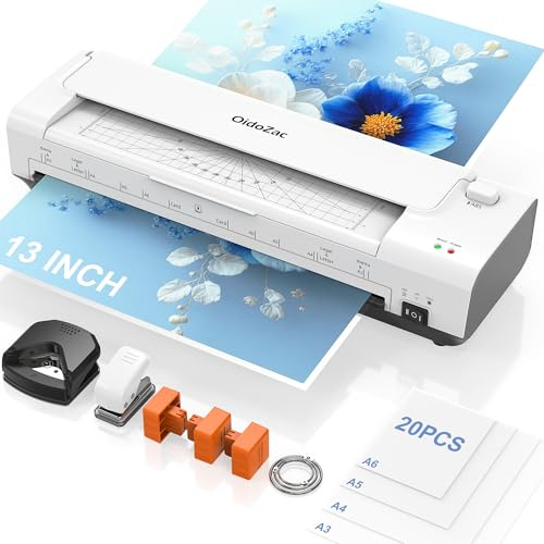 OidoZac A3 Laminator Machine, 10 in 1 Thermal Laminator A3 for Cold and Hot with 20 Laminating Pouches, No Bubbles Quick Laminators with Trimmer for Office School Business Home, White