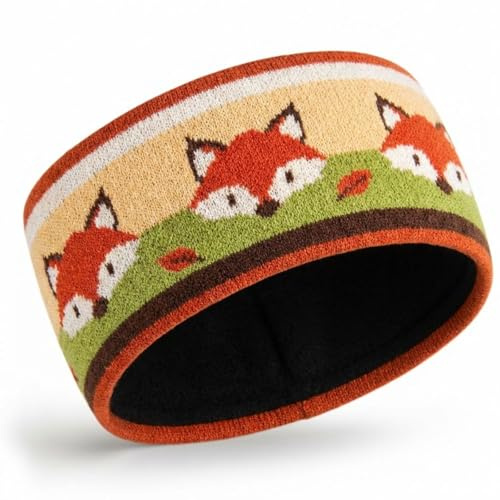 Xuniea Wide Headbands for Women Ear Warmers, Cute Thick Warm Headbands Winter Accessories, Cold Weather Headband for Women's Hair Fleece Lined Head Wrap(Fox)