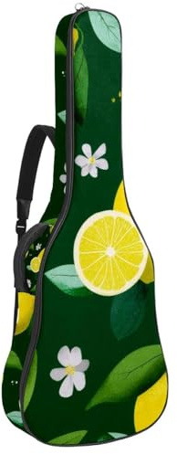 Gitarrentasche in voller Größe, wasserdichte Gitarren-Abdeckung, Tragetasche für akustische klassische E-Gitarren, niedlicher gelber Frucht-Zitronen-ästhetischer Hintergrund, Mehrfarbig 04