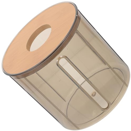 SOPOTUTU Portarrollos de Papel Higiénico de Pie con Diseño Moderno y Rústico, Material PP y Madera, Forma Redonda, Adecuado para Organización en Dormitorio o Sala