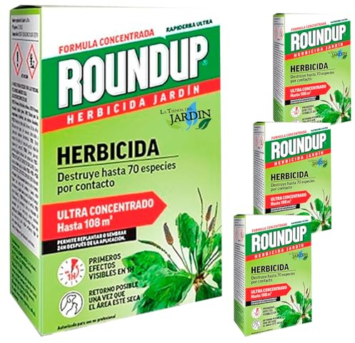 Suinga Herbicida Total ROUNDUP profesional 1 Litro | Control seguro de malas hierbas, solución potente para jardines, huertos y exteriores | Elimina hasta 70 especies de hierbas y musgo