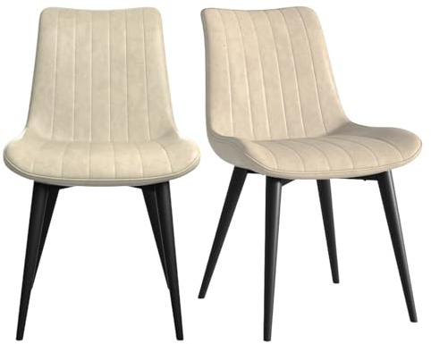JMGJOY Sillas Comedor Pack 2 Sillas de Cocina con Asiento Respaldo Ergonómico Tapizado para Salón Restaurante Cocina (Beige-Pack 2)