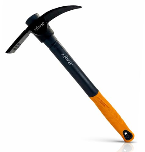 Xforst Petite pioche X-PF6 – Mini pioche de Jardin 40 cm avec Manche en Fibre de Verre, tête en Acier traité, Outil Compact pour Jardin, Camping