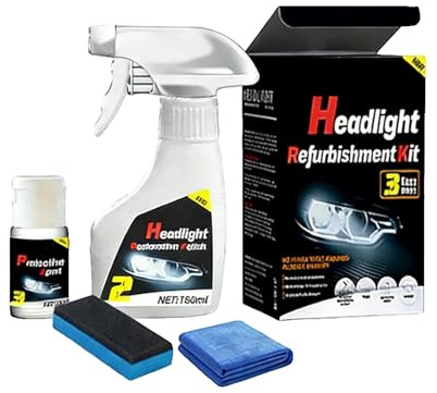 GHEART Renovateur Phare Voiture Renovation Kit, Kit Renovation Phare Voiture, Kit de Restauration de Phares pour Polissage, Kit Nettoyage Phare Voiture Polish et Renove pour Auto et Moto