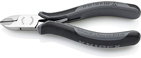 Knipex Elektronik-Seitenschneider mit eingesetzter Hartmetallschneide ESD mit Mehrkomponenten-Hüllen 135 mm 77 02 135 H ESD