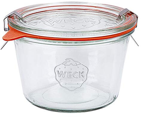 6x WECK-Sturzglas 370ml (1/4 Liter) mit Gummiring und 2 Klammern