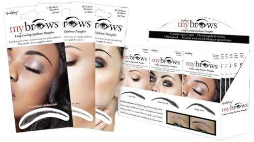 Godefroy Mybrows Langanhaltende Augenbrauentransfers, Hoher Bogen, Mittelbraun, 12 Paar Augenbrauen