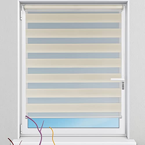 Deco4Me Doppelrollo Klemmfix ohne Bohren - 50 x 160 cm, Beige - lichtdurchlässige & blickdichte Jalousien zum Klemmen - Duo Rollo für Fenster innen, Klemmrollo - Stoffbreite 46 cm
