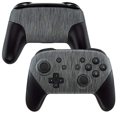 eXtremeRate Soft Touch Faceplate and Backplate for Nintendo Switch Pro Controller, Brushed Silver Patterned Replacement Shell Housing Case for Nintendo Switch Pro Controller - Controller NOT Included