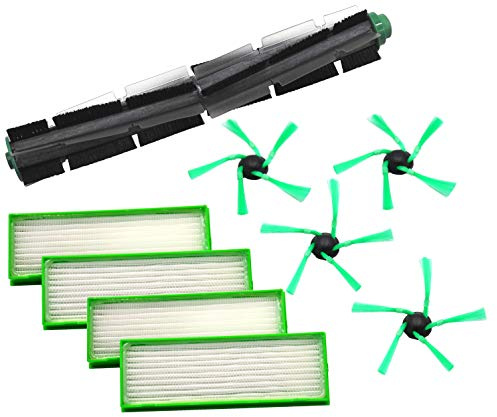 Rundbürste 4 Seitenbürsten 4 Filter kompatibel mit Vorwerk VR200 VR300 | geeignet Kobold VR200 VR 200 VR300 VR 300 Saugroboter Ersatzfilter Seitenbürste Rundbürste Zubehör