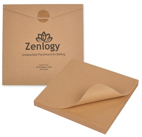Zenlogy 12x12 Parchment Paper Squares (200 Sheets), Unbleached, High Heat, Non-stick, Pre-cut Baking Paper for Dehydrator, Ninja Foodi Flip Air Fryer, Toaster Oven, and so much more.