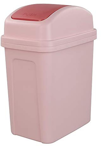 Asking 1.8 Gallon Small Trash Can with Swing-top Lid, Plastic Garbage Bin, Pink
