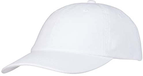Pembroke Dad Cap, Flache Basecap, Low Profile, Dad Hat, Sommer Mütze, Washed Cotton, Damen und Herren, Einstellbar, Weiß