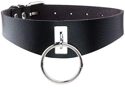 JJDreams Choker Gothic PU Lederhalsband Damen Choker mit Ring Punk Halsreif Simple Choker Schwarz