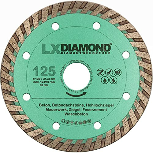 LXDIAMOND Diamant-Trennscheibe 125mm x 22,23mm Diamantscheibe Betonscheibe für Stein Beton Mauerwerk 125 mm passend für Winkelschleifer Mauernutfräsen Schlitzfräsen - in Premium Qualität