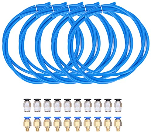 5-teiliges 3D-Drucker-Kit, PTFE-Schläuche 1 Meter mit 20 Pneumatischen Anschlüssen PC4-M6 PC4-M10 für 3D-Drucker 1,75 Mm Filament