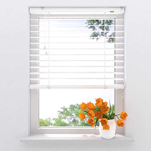 Radeco® Aluminium Jalousie 100 x 180 cm Matt Weiß 50mm lamellen, Größen von 60 bis 240 Breite, alu Jalousie, lamellenrollo, Jalousien, Fenster Jalousien innen, Jalousie Aluminium