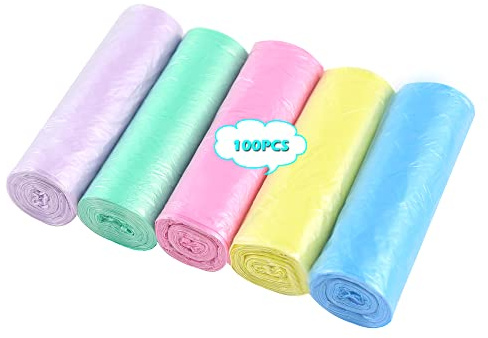 Sac Poubelle 10L Sac Plastique Sacs de Poubelles Sacs a Ordures Solides Portatifs Couleur Petits Garbage Sachets Poubelles 100 Unités au Total pour Bureau Cuisine Poubelles de Chambre a Coucher
