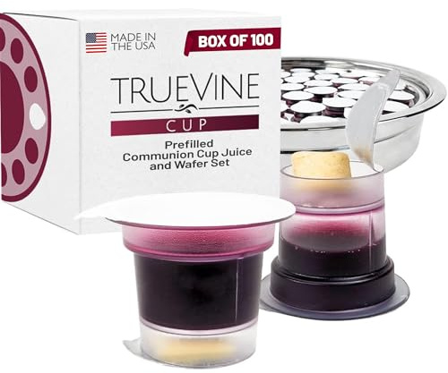 TrueVine Cup Top & Bottom Prefilled Communion Cups & Wafer Set (100 Count)