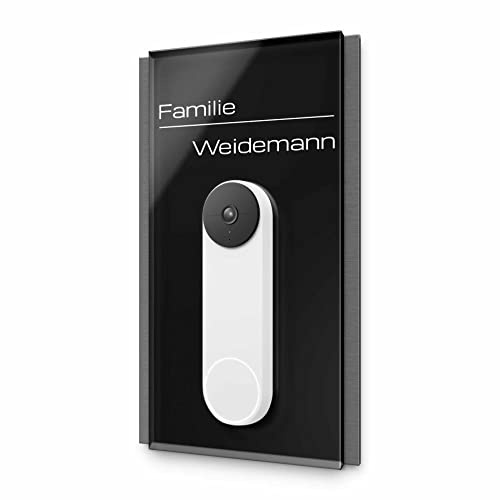 Edles Namensschild für Google Nest Doorbell mit Akku - personalisiertes Türschild | kompatibel mit Nest Videotürklingel - Funkklingel Zubehör (16x28 cm)