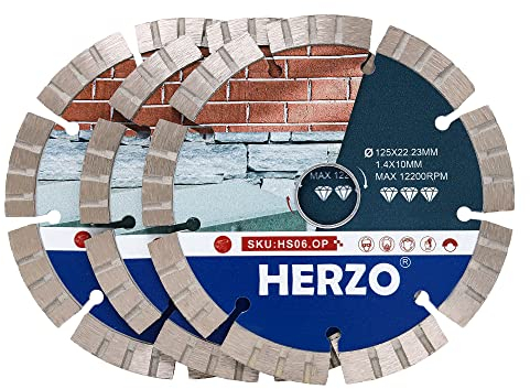 HERZO 3er Set Diamant Trennscheibe 125 x 22.23 mm, Diamantscheibe Trennscheibe Segmentiert, für Beton,Stein, Marmor, Granit, Backstein