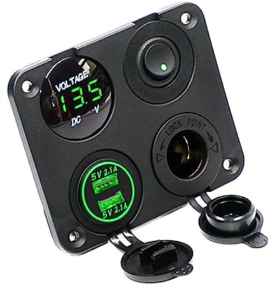 Hemobllo 2.1a USB-voltmeterbuchse Mit Dual-USB-ladegerät Grüner Led-anzeige Und Voltmeter Für Auto Und Boot