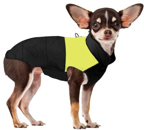 Voarge Vêtement Chaud d'hiver pour Chien - Veste imperméable pour Chiens de Petite, Moyenne et Grande Taille (Jaune, S)
