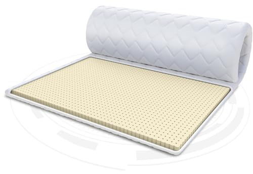 FDM Matratzentopper Latex Matratze Topper 120x200 cm Härtegrad H3 Höhe ca. 2 cm Allergiker Geeignet Öko-Tex Weiß