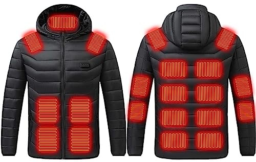 RLEHJN Beheizte Jacke für Herren Damen Warm Heizjacke mit 21 Heizzonen Elektrisch Beheizbare Jacke Black Friday Daunenjacke Heizweste Winterjacke Beheizbare Kleidung Pufferjacke zum Skifahren