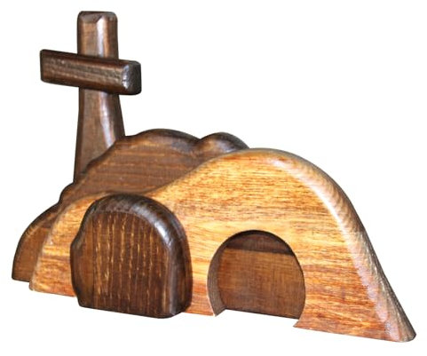 HZXCNUN Empty Tomb Easter Scene and Cross, Wooden Empty Tomb Jesus Tomb Easter Tomb Decor Suitable for Religious Home Office Desktop Decoration