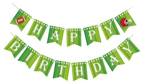 ibasenice 1set Happy Birthday Rugby Theme Decorative Bunting Set Creative Hanging Flag for Sports Parties Unique Party Decoration for Boys and Girls Vibrant Green Celebration Supplies