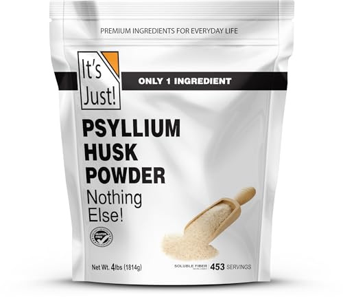 It's Just! - Psyllium Husk Powder, Easy Mixing Dietary Fiber, Cleanse Your Digestive System, Finely Ground Powder, Ideal for Keto Baking, Non-GMO (4 Pound (Pack of 1), Natural/No Added Flavor)
