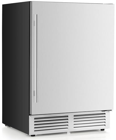TANGZON 140L Drinks Fridge, 190 Cans Wine Refrigerator with Reversible Door, Auto Defrost, Control Panel, Adjustable Shelves & LED Lights, Under Counter Beverage Cooler for Home Bar