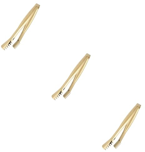 TOPBATHY 12pcs Stainless Steel Mini Food Serving Tongs Practical Ice Cube Tongs Bread Clip Home Bar Supplies