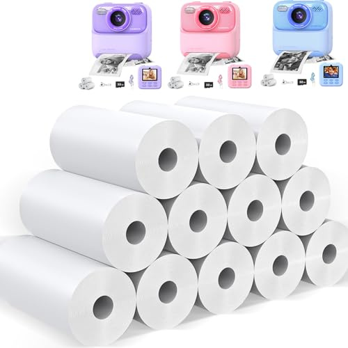 masterbee Druckpapier, Ersatzpapier für Sofortbildkamera, Nachfüll-Thermopapier 12 Rollen, Fotodruckpapier, BPA-frei