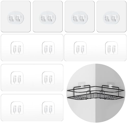 Lot De 8 Crochets Adhésifs De Rechange Pour Support De Douche Adhésif Fort Pour Support De Douche D'angle Étagère De Salle De Bain Panier Porte-Savon Crochets De Suspension Accessoires De Cuisine