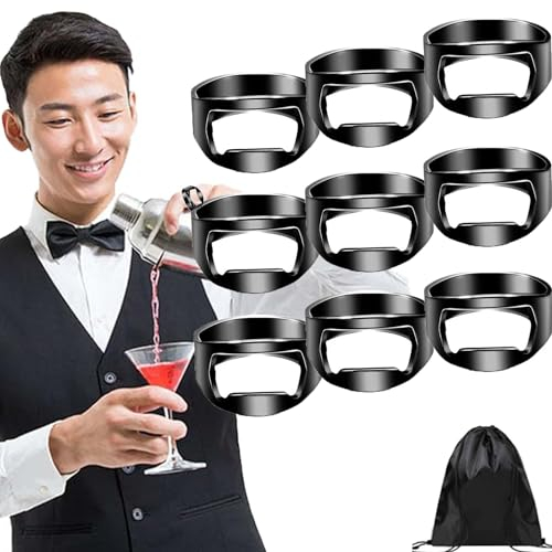 Abridor de botellas de anillo de camarero, abridor de botellas de anillo, abrebotellas de cerveza portátil de acero inoxidable para camareros, joyería creativa para bar de cerveza, suministros de
